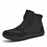 TIAROOTT Barfußschuhe Herren Winter Warm Gefüttert Winterschuhe für Herren, Knöchelhohe Winterstiefel Warm Schneestiefel Weich Leicht mit rutschfest Sohle