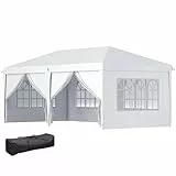 Outsunny Pavillon 6x3 m Stabil Winterfest Gartenpavillon, Partyzelt mit Seitenteilen Fenster, Tür, Tasche Gartenzelt Festzelt für Camping Garten Festival, Weiß