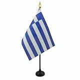 AZ FLAG - Tischflagge Griechenland - 15x10 cm Goldene Splitze - Griechische Tischfahne 10 x 15 Cm - Flaggen