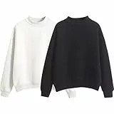 YCBMINGCAN 2er Pack Sweatshirt Damen Ohne Kapuze, Oversize Pullover Damen im Basic Set, Langarmshirt Oberteile für Herbst & Winter