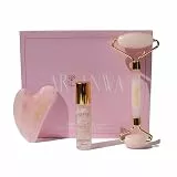 ARI ANWA Skincare® Premium Face Yoga Rose: Gua Sha Rosenquarz, Gesichtsroller Rosenquarz Roller & Rosenwasser Roll-On Geschenkbox - 100% Natürlich. Hochwertig. Effektiv.