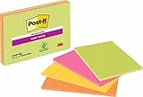 Post-it Super Sticky Large Notes, Packung mit 4 linierten Blöcken, 45 Blatt pro Block, 152 mm x 101 mm, Farben: Grün, Gelb, Orange, Pink, Haftnotizen für Notizen, To-Do-Listen und Erinnerungen