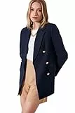 TRENDYOL Damen Trendyol Button Detaillierte Übere Blazerjacke Jacket Casual, Navy Blau, 40