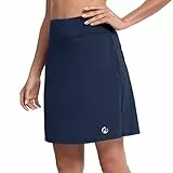 M MOTEEPI Tennisrock Damen 20'' Knielang Rock Mit Hose Drunter Damen Hohe Taille Hosenrock Skort Skirt for Women Golfrock Sportrock Midi Rock Sommer Mit Taschen Innenshorts Navy Blue L