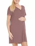 Herzmutter Wochenbett Nachthemd Damen Geburt OekoTex 100 - Knopfleiste - Stillnachthemd Entbindung-Schwangerschaft - Umstandsnachthemd - 2850 (M, Altrosa)