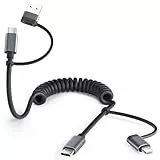 Basesailor für iPhone 17 16 Pro Max Auto Ladegerät Spiralkabel 1M,4 in 1 Multi USB C Ladekabel Universal Apple CarPlay Schnellladekabel mit Lightning und USBC Adapter für iPhone 15 14 13 12 Plus Mini