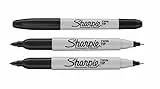 Sharpie Permanentmarker, Doppelspitze, schwarze Tinte, 3 Stück, feine und ultrafeine Spitze