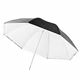 Walimex pro 2in1 Reflex- und Durchlichtschirm weiß, Fotoschirm 109 cm Durchmesser, robuster Reflexschirm mit Stange und Spitze aus Metall, Lichtformer für weiche Lichtcharakteristik