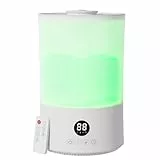 Luftbefeuchter Schlafzimmer, 4L Top-Fill Leise Ultraschall Humidifier mit 360° Drehdüse, Fernbedienung, Automatische Abschaltung, 40H, Timer, Raumluftbefeuchter für Baby Kinderzimmer Büro Pflanzen (A)