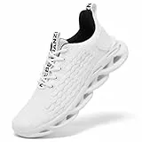 TIANZEBEN Herren-Turnschuhe, Laufen, Walking, Sport, Joggen, Tennis, Fitnessstudio, bequem, modisch, Mesh-Obermaterial, leichte Schuhe für Herren, A White, 40 2/3 EU