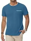 iClosam T Shirt Herren Rundhalsausschnitt T-Shirts für Herren Basic Elastisches Mens Tshirts Sommer Freizeittshirt Regular Fit,Blau,XL