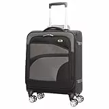 Aerolite Erweiterbar 55x40x20cm auf 55x40x23cm Lufthansa Eurowings Bordgepäck Handgepäck Koffer 55x40x20 55x40x20 mit 4 Rollen - Auch für Condor, SunExpress, TUI und Vieles Mehr (Schwarz)