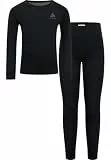 Odlo Thermounterwäsche Kinder Merino 200 I Winterleggings und Langarm Thermoshirt Mädchen Jungen I Warmes Skiunterwäsche Set