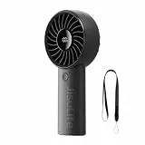 JISULIFE Handventilator, 5000mAh Akku, verbesserter tragbarer Ventilator mit starkem Wind, USB wiederaufladbarer Mini Handventilator mit Digitalanzeige, ideal für Reisen/Strand/Schule(Schwarz)