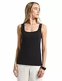 STREET ONE Damen 3226976 Basic Top mit Square Neck, Black, 44