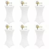LYAFS 6 er-Set Stretch Stehtisch Hussen Ø 70-75 cm Verstärkung im Fußbereich Stehtischhussen für Bistrotisch für Bar Hochzeit Cocktail-Party Bankett Stretch Bistrotische(70×110cm,weiße)