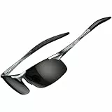 ATTCL Sonnenbrille Herren Polarisiert Für Sport: UV Schutz Leicht Wrap-Around AL-MG Rahmen Verspiegelt Autofahren Angeln Golf 8-177 Grau