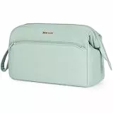 Narwey Kulturtasche Damen Kulturbeutel Kosmetiktasche, Schminktasche Reise Make up Organizer Tasche, Make up Bag mit Breiter Öffnung Geschenke für Frauen (Minzgrün (Groß))