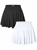 OQQ Skorts für Damen 2er Pack Hohe Taille Stylish Lässige Röcke Tennis mit Taschen Sommer Damen Skirts Schwarz Weiß