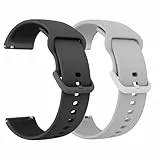 WalkerFit 22mm Uhrenarmbänder für Damen Herren, Weiches Silikon Sport Ersatzarmband, Silikonarmband Schnellverschluss Uhrenarmband Kompatibel mit Smartwatches (Schwarz Grau)