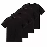 Schiesser Herren T-Shirts, Rundhals-Ausschnitt (DE/NL/SE/PL, Alphanumerisch, XXL, Regular, Regular, 4 x schwarz)