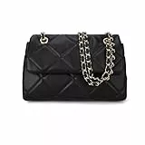 Gladdon Handy Umhängetasche Damen Gesteppte Handtasche Crossbody Taschen Vegan Leder Schultertasche mit Kartenschlitz Verstellbar Abnehmbar Schultergurt,Schwarz