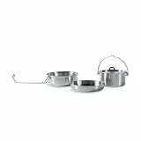 Tatonka Camp Set Large (3-teilig) - Camping-Kochgeschirr aus Edelstahl - Bestehend aus Pfanne, Schale und Topf mit Deckel (0,8L) - Inklusive Transportbeutel
