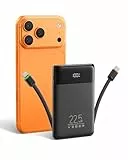VEGER Power Bank 10000mAh Klein, 22.5W Schnellladung PowerBank mit Integriertem USB-C Kabel, Externe Handyakkus 4 Ausgänge 3 Eingänge Kompatibel mit iPhone 17 16 13 Samsung, Reise Essential, Schwarz