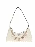 GUESS Damen Everlee Top Zip Shoulder Bag Umhängetasche, Cremeweiß