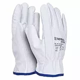 DONAU SAFETY Premium Arbeitshandschuhe Driver aus Ziegenleder / 1 Paar/Größe 10/XL/Weiß/Lederhandschuhe mit elastischem Handgelenk/Montagehandschuhe/Handschuhe/Fahrerhandschu Schutzhandschuhe