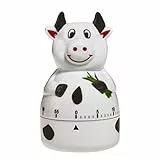 TFA Dostmann Kuh Analoger Küchen-Timer, 38.1007, Eieruhr, mit Metall-Aufzugswerk, akustischer Alarm, Hausaufgabentimer, analog, schwarz/weiß,