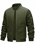heekpek Jacke Herren Bomberjacke Herrenjacken Übergangsjacke Leichte Freizeitjacke Leichte Windjacke Jacke mit Reißverschlusstaschen,Grün,L