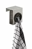 WENKO Türhaken Mod. Push Küchenhaken mit Push-Pull-Funktion zum Einhängen an Schublade und Schranktür aus rostfreiem Edelstahl inklusive Kratzschutz und Klemmvorrichtung 5 x 6 x 4 cm Silber matt