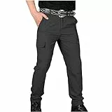 UHouse Cargohose Herren Hosen Taktische Hose Regular Fit Wanderhose Leichte Outdoorhose Bequeme Herrenhosen mit Seitentasche Sommer Trekkinghose Einfarbige Freizeithose Schwarz L