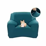 Deconovo 1-Sitzer Sofa Cover Elasticised, Anti-Rutsch und Fleck resistent, Sofadecke mit Armlehnen Anti-Scratch Universal Cat Soft Fabric, Hellblau
