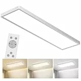 Bowfar LED Deckenleuchte, Leuchten Deckenlampe Rechteckig mit Fernbedienung Dimmbar 3000K-6500K, LED Panel Ultra Flach 4000LM 40W mit Backlight für Wohnzimmer Schlafzimmer Büro, 80 * 25 * 3.3cm-Weiß