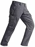 SPOSULEI Cargohose Herren Leichte Outdoor Wanderhose Arbeitshosen Männer Ripstop Taktische Hose Sommer mit Multi Taschen Dunkelgrau 36Wx30L