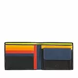 DUDU Bunte Herrenbrieftasche RFID aus Nappaleder mit Münzfach und Kartensteckfächer Schwarz