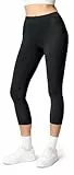 Ladeheid Leggings Damen 3/4 Baumwolle bequem und atmungsaktiv Capri Leggings Damen für Sommer LA40-132 (Schwarz, L)