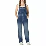 Amazon Essentials Damen Jeans-Overall in Relaxed-Fit mit geradem Bein mit mittlerem Stretchanteil, Klassische Mittlere Waschung, M