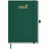 BEZEND 18-Monate Kalender 2025 2026 Terminplaner (Juli 25-Dez 26), Wochenplaner A5 1 Woche 2 Seiten mit 2 Spalten, Buchkalender 25/26 Hardcover, Waldgrün