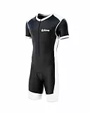 Sikma Herren Radsport-Skinsuit, gepolstert, einteilig, Trisuit, Bike-Top, kurz, schwarz / weiß, XL