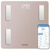 Homebud Waage Personen, Hohe Präzision Zugesichert Durch Professionelle Personenwaage Digital Fabrik seit 2001, App-Synchronisierung 13 Körperzusammensetzung, 182kg in 0,05kg, LED, Roségold