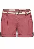 Eight 2 Nine Damen Chino Shorts Hose mit Flecht-Gürtel Dark-Rose L