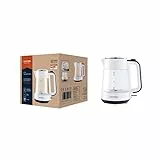 Grundig WK 5860 Wasserkocher, Glas, 2400W, 1,7 l, 2400, Aluminium, 1 Liter, Weiß/Schwarz