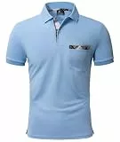 geeksport Poloshirt Herren Kurzarm Golf Polo mit Tasche Kontrastfarbe Sommer Atmungsaktive T-Shirt Business Elegant Polohemd für Männer(Azurblau 3XL)