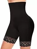 YARRCO Bauchweg Unterhose Damen Shapewear Spitze Miederhose Hohe Taille Figurformende Unterwäsche Leggings Body Shaper Miederpants (Schwarz, 3XL)