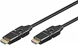 goobay 61292 High Speed HDMI 360° Kabel mit Ethernet/HDMI 360° Stecker Typ A/Drehbare HDMI Stecker/Bildschirmauflösung bis 4K@60Hz (Ultra HD 2160p) / Vergoldete Stecker / 5 Meter