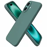 ORNARTO für iPhone 16 Hülle Silikon 6,1 Zoll, dünne Handyhülle iPhone 16 aus flüssigem Silikon, Kratzfeste und stoßfeste Schutzhülle iPhone 16 Case(2024) - Piniengrün