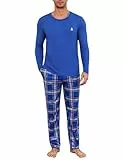 Jahetuul Schlafanzug Herren lang Schlafhose Karomuster Pyjama Männer Schlafanzüge für Herren Nachtwäsche Schlafbekleidung Pyjamahose Homewear Man